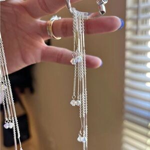 Ear Cuffs Silver Tone Hand Crafted Swarovski Crystals Dangle Statement Earrings